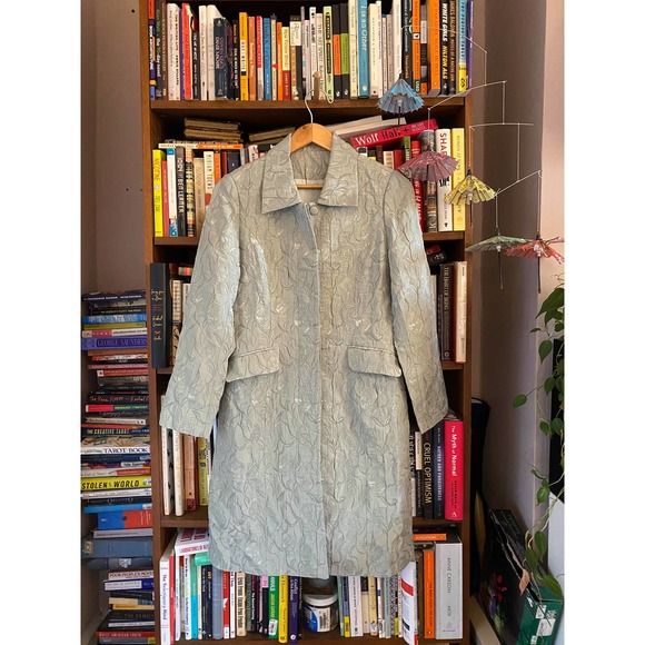 Vintage Handmade Brocade Duster Jacket, Sea/Mint Green, size S-M - Picture 2 of 11